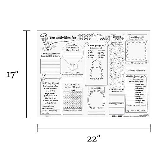 Really Good Stuff Ready-to-Decorate Ten Activities for 100th Day Fun! Posters - 24 Posters