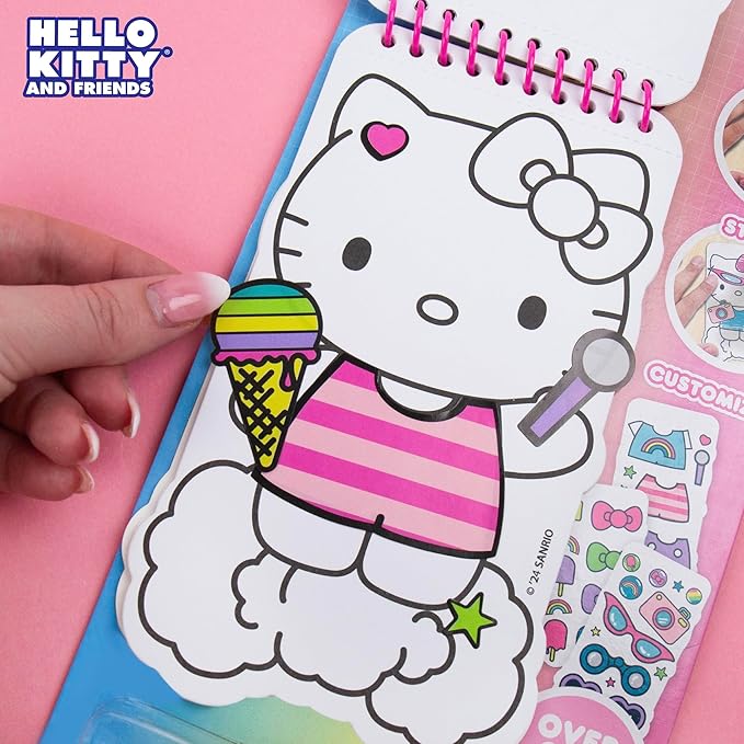 Hello Kitty and Friends 2-in-1 Coloring & Sticker Book, Includes 25+ Stickers, Crayons, Sanrio Sticker Book, 5 Year Old Girl Gift, Toddler Girl Toys, Hello Kitty Toys, Sanrio Stuff, Girl Toys Age 4-5