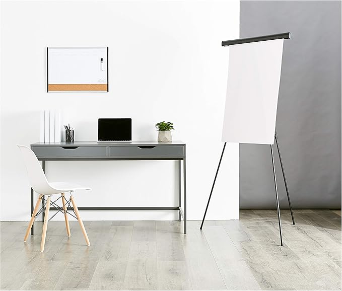 Amazon Basics Height Adjustable Aluminum Flipchart Easel Stand, Portable, for Whiteboard, Flip Chart, Poster Boards, Paper Pads and Signage, 35 x 2 x 28 Inches, Black