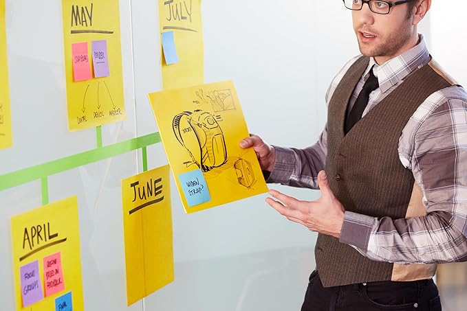 Post-it Super Sticky Big Notes, 11 in x 11 in, 1 Pad, 2X The Sticking Power, Yellow, Recyclable (BN11), 3 Pack