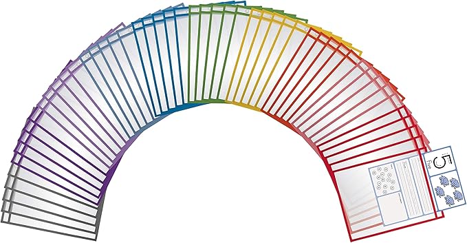 Better Office Products Dry Erase Pocket Sleeves, 50 Count, Crystal Clear, Oversized, 10.25" x 13.75", Heavy Duty Dry Erase Pocket Sheet Protectors, Reusable Pockets with 10 Assorted Colors, 50 Pack