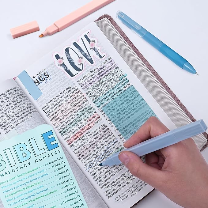 XKDOUS Bible Study Supplies Journaling Kit for Women, Bible Study Kit Journaling Supplies Includes Prayer Journal, Highlighters, Emergency Card, Pencil Case and More, Christian Gifts for Women, Blue
