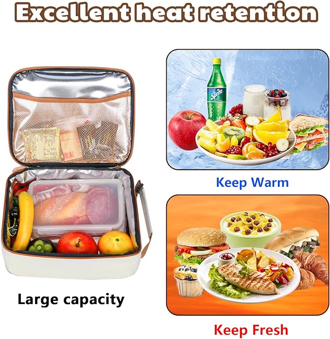 Hap Tim Insulated Lunch Bag Women, Reusable Lunch Box for Women & Men, Adluts Lunchbox for Work, Portable Lunchbag(18654-BE)