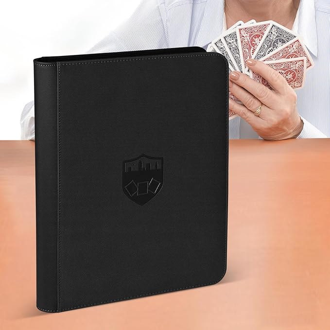 Trading Card Binder 9 Pocket, GERMUN PU Cover Card Binder for 360 Cards, Premium Trading Card Holder Folders, Double Sided Pocket Card Album for MTG, TCG (Black)