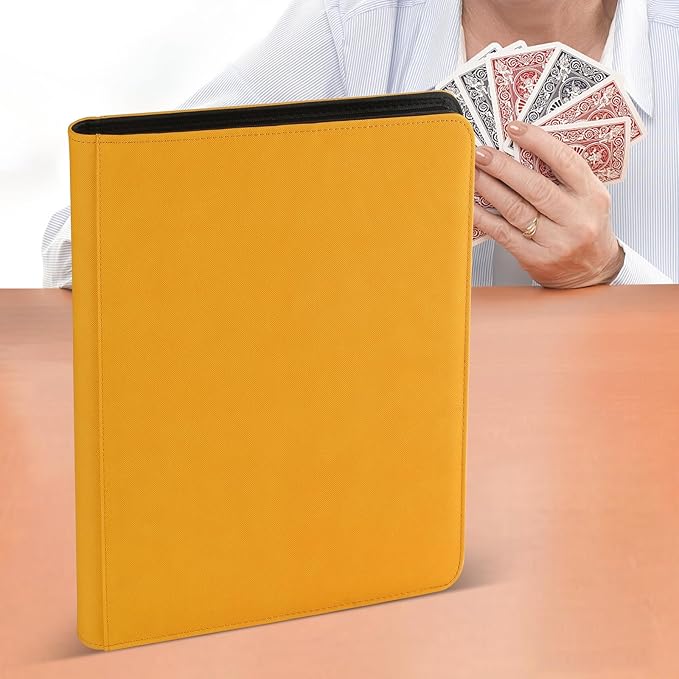 Trading Card Binder 12 Pocket, GERMUN PU Cover Card Binder for 720 Cards, Premium Trading Card Holder Folders, Double Sided Pocket Card Album for MTG, TCG (Yellow)