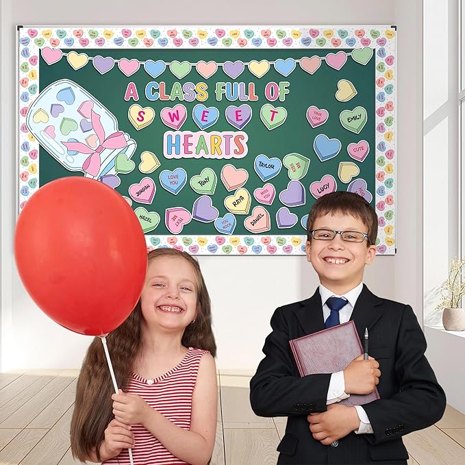 Aneco Valentine's Day Bulletin Board Decorations Valentine Classroom Decoration Paper Cutouts for Kindergarten Preschool Wall Door Decor