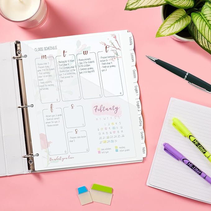 Avery Durable Plastic 8 Tab Write & Erase Dividers for 3 Ring Binders, Slash Pocket, Translucent White, Works with Sheet Protectors, 1 Set (16826)