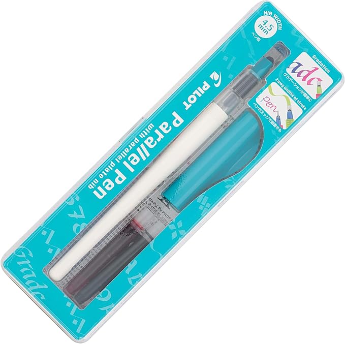Pilot Parallel Pen Premium Caligraphy Pen Set, 4.5mm Nib, White Barrel with Teal Accents (14682)