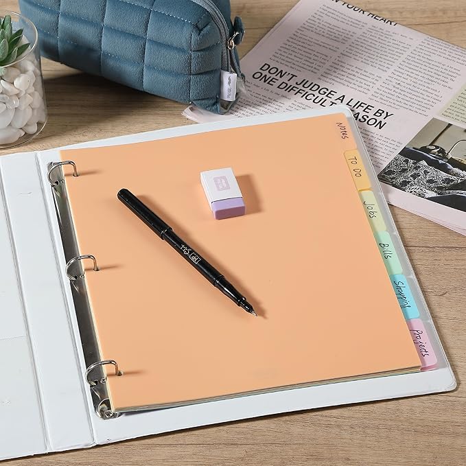 Mr. Pen- 6 Tab Binder Dividers, Pack of 2 Sets (12 Total), Plastic for 3 Ring Binder