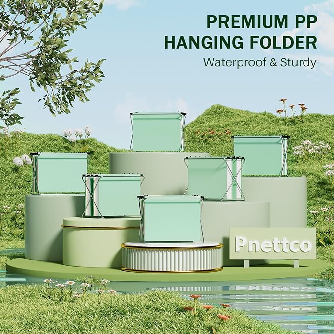 12 Pack 2 Inch Expansion Letter Size Hanging File Folders, Green File Folders Hanging, Hanging Folder with Adjustable Tab, Extra Capacity Filing Folders Hanging for School Classroom, Office Supplies