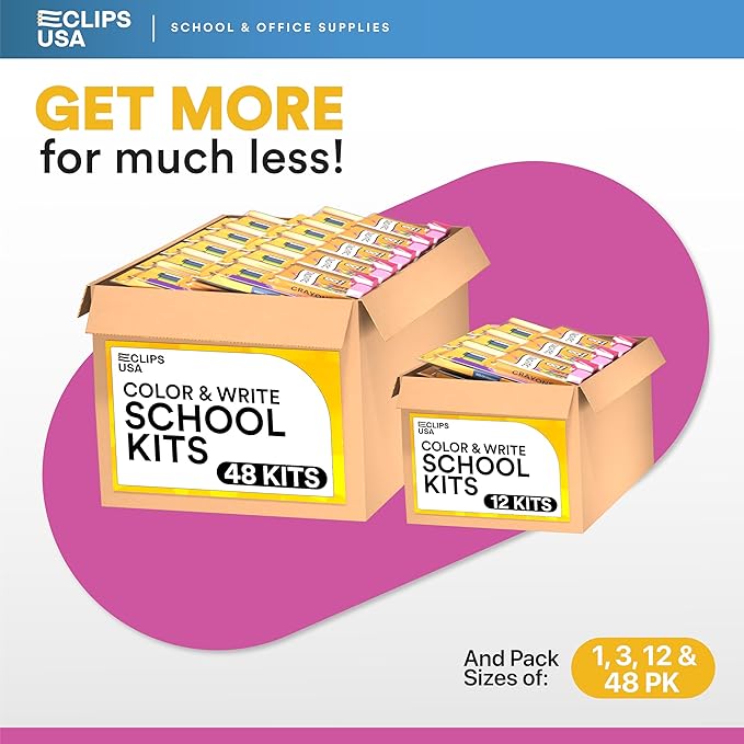 E-CLIPS USA Back to School Supplies Kit for Kids School Supplies Set School Supply Kit Colored Pencils For Kids Color Pencil Set Crayons Bulk for Classroom Wooden Pencil #2 (24 Pack)