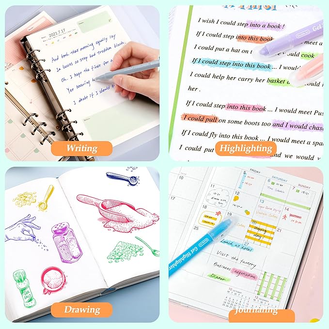 Shuttle Art Bible Highlighters and Pens No Bleed, 22 Pack Bible Journaling Kit, 10 Colors Gel Highlighters and 12 Colors Fineliner Pens with a storage bag, Bible Markers No Bleed Through
