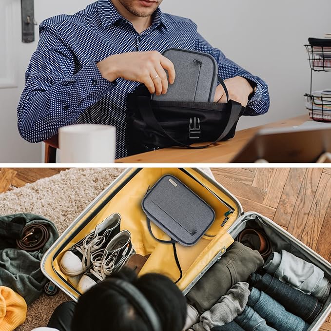Lacdo Cord Organizer Travel, Cable Organizer Bag Case, Portable Electronics Organizer travel Case, 6 Layer Large Capacity Charging Cords Storage organizer for Cables, SD Card, Travel Essentials, Gray
