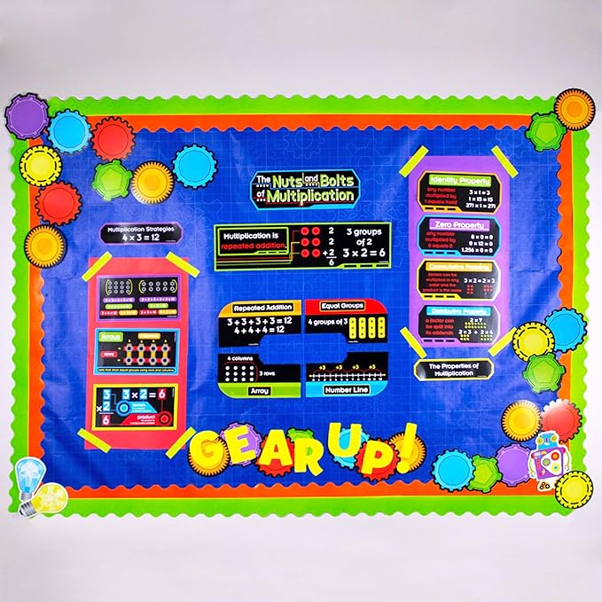 Carson Dellosa 36-Piece Gear Bulletin Board Cutouts, Red, Yellow and Green Cutouts for Bulletin Board, Science, and STEM Classroom Décor, STEM Cutouts for Classroom