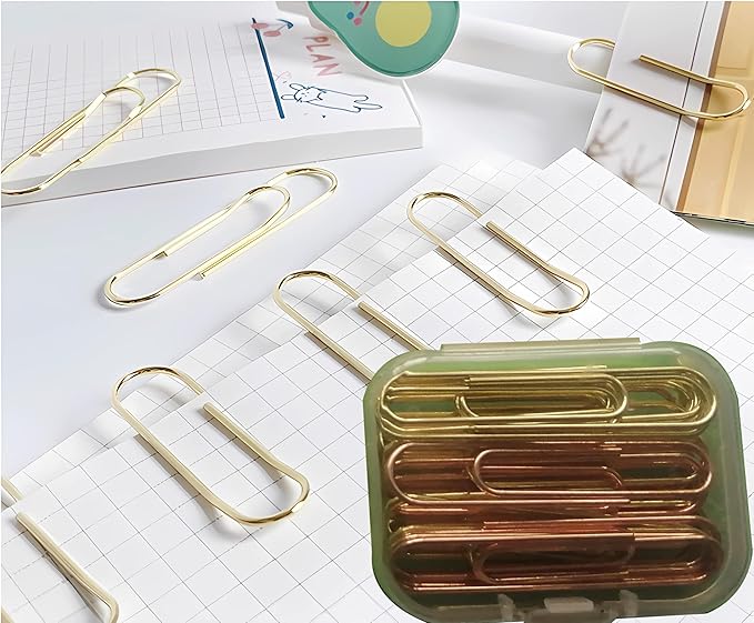 2 Inch Paper Clips-30 Pcs Large Metal Paperclips for Office & School Organization, Party/Wedding Decor, DIY - Gold & Rose Gold (U-Shaped)