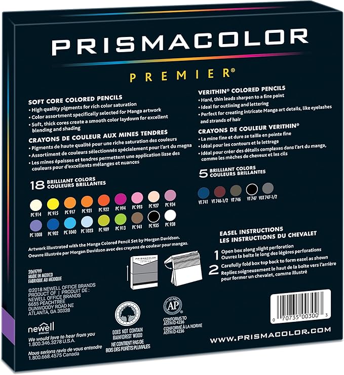 Prismacolor Premier Colored Pencils, Manga Colors, Adult Coloring, 23 Pack