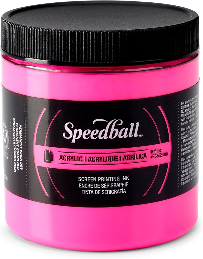 Speedball, 46216, Acrylic Screen Printing Ink, 8 Fl Oz. 237 ml, Fluorescent Magenta