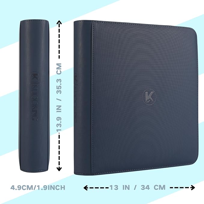 1200+ Pockets Trading Card Binder, 12-Pocket Card Ablum Compatible with lorcana,MTG,Sports Cards & Other Standard Size Trading Card (NAVY BLUE)
