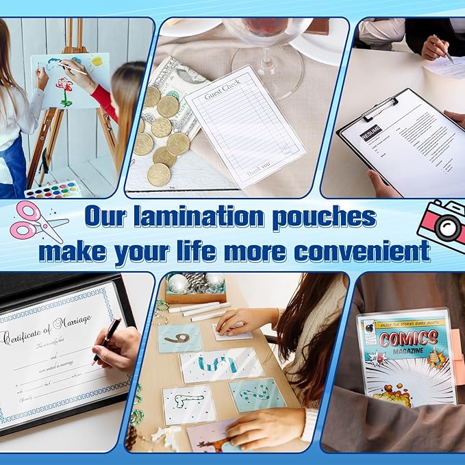 100 Pack Lamination Pouches 6" x 9" 3 mil Clear Index Card Laminating Pouches File Card Laminating Pouches Thermal Laminate Pouch Tags for Work Permits Pass Cards Student ID Cards