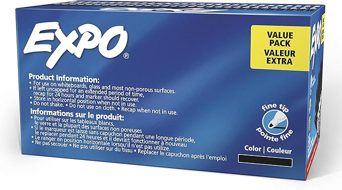 EXPO Dry Erase Markers, Low Odor Ink, Black, Fine Tip, 36 Count - Easily Erases, Ideal for Classroom, Home, Office, Back to School, Teacher Supplies