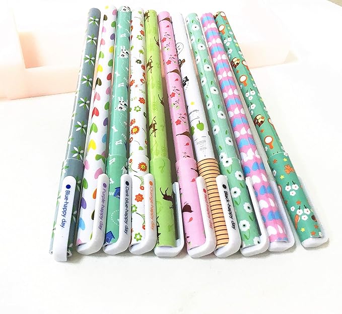 Cute Color Pens Multi Colored Gel Ink Fine Tip for Journal Writing Drawing Calendar Agenda Coloring Art Planner 10 Pcs 0.5 mm Green Forest