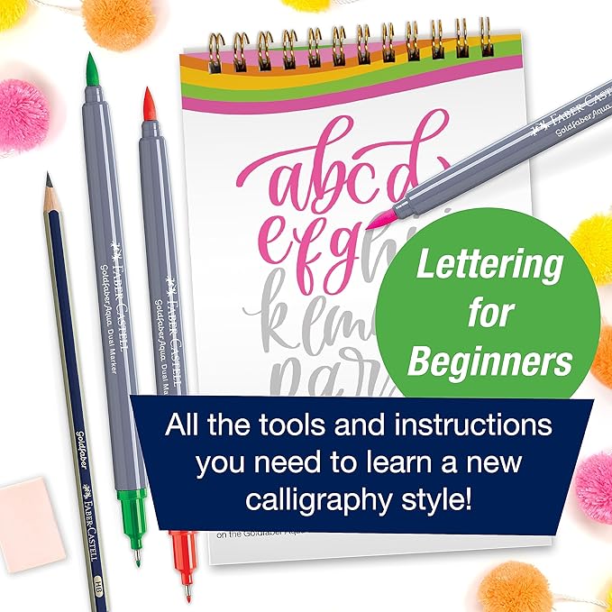 Faber-Castell Bounce Lettering - Hand Lettering for Beginners, DIY Crafts Project with 3 Brush Pens for Lettering