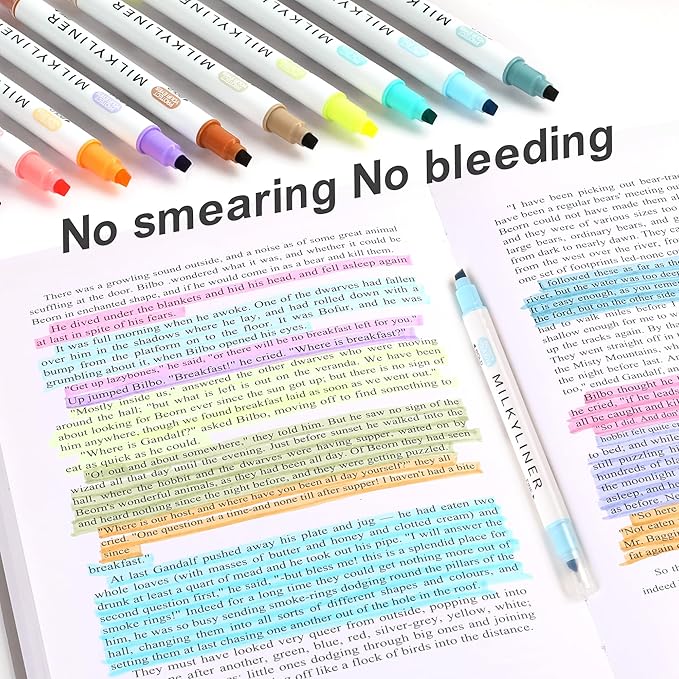 Pastel Highlighters Set, 24 Unique Retro Colors, Highlighters Assorted Colors, Quick Dry Dual tip and Fine Tip No Bleed Highlighter Markers for Bible Journals Planners Books Notes