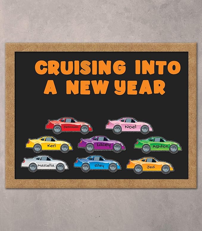 Carson Dellosa 36-Piece Race Car Cutouts, Colorful Cardstock Car Decor for Bulletin Board, Name Tags, Posterboard, NASCAR Themed Classroom, Party, and Locker Decorations