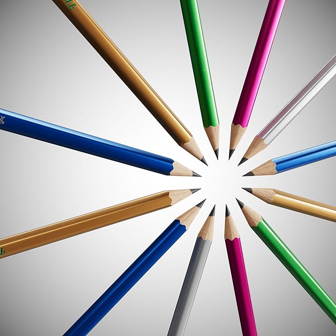 Ticonderoga Wooden Pencils, Pre-Sharpened, #2 HB Soft, Metallic Colors, 10 Count