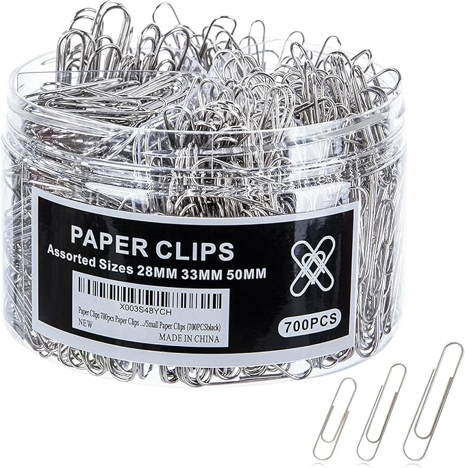 700pcs Paper Clips Assorted Sizes Large (700PCS)