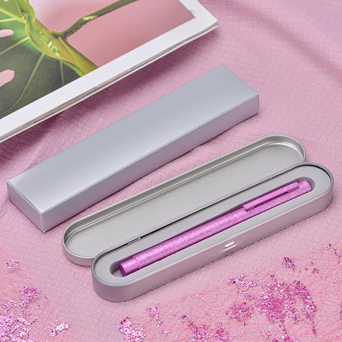 Hongdian 1851 Forest Fountain Pen Pink Ice Flowers, Extra Fine Nib Classic Design with Converter and Metal Pen Case