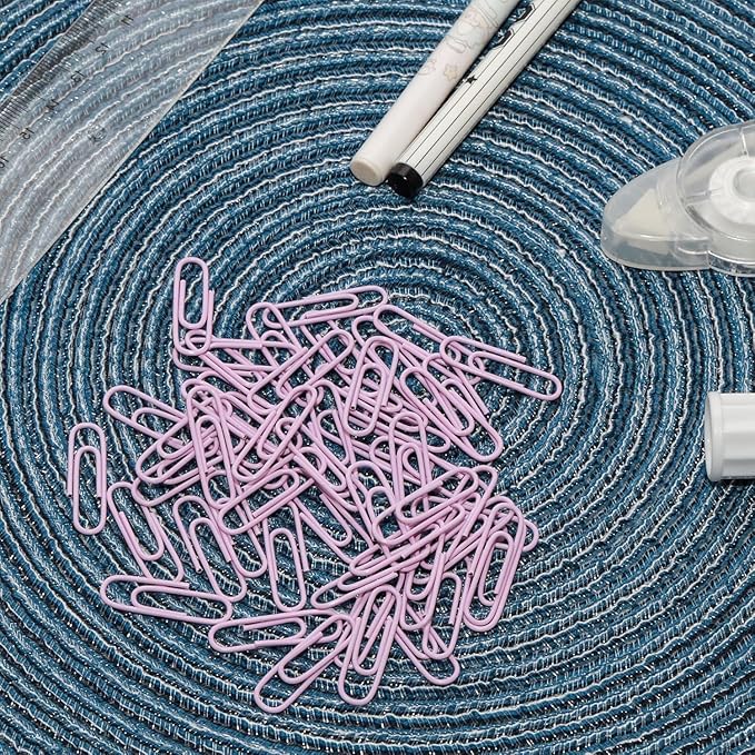Macaron Colored Paper Clips, 1.1" Medium Paper Clip(28mm, 600pcs Paperclips for Office Supplies and Organization (Purple)