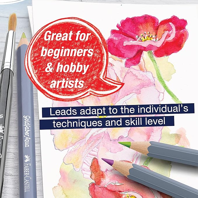 Faber-Castell Goldfaber Aqua Watercolor Pencils Gift Set - 36 Count, 12 Pastel and 24 Standard Colors, Water Coloring Pencils for Adults