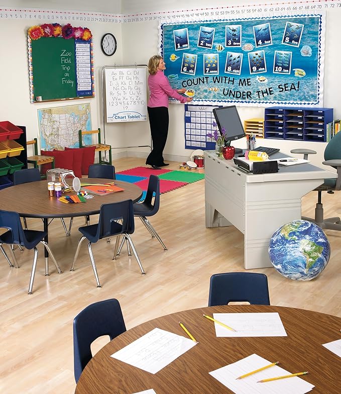 Classroom Keepers Sturdy Cardboard Mailbox, 10-Slot, Blue, 16-5/8"H x 21" W x 12-7/8"D, 1 Unit