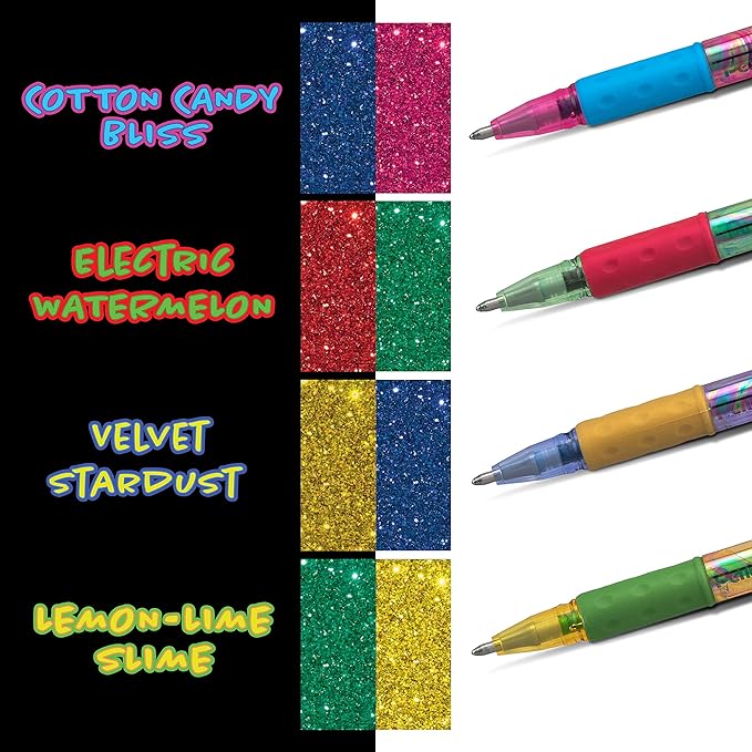 Pentel Sparkle and Krazy Pop, Metallic Gel Ink Pen, (1.0mm), Bold Line, Assorted Ink Colors, 12 count (K91BP12M)