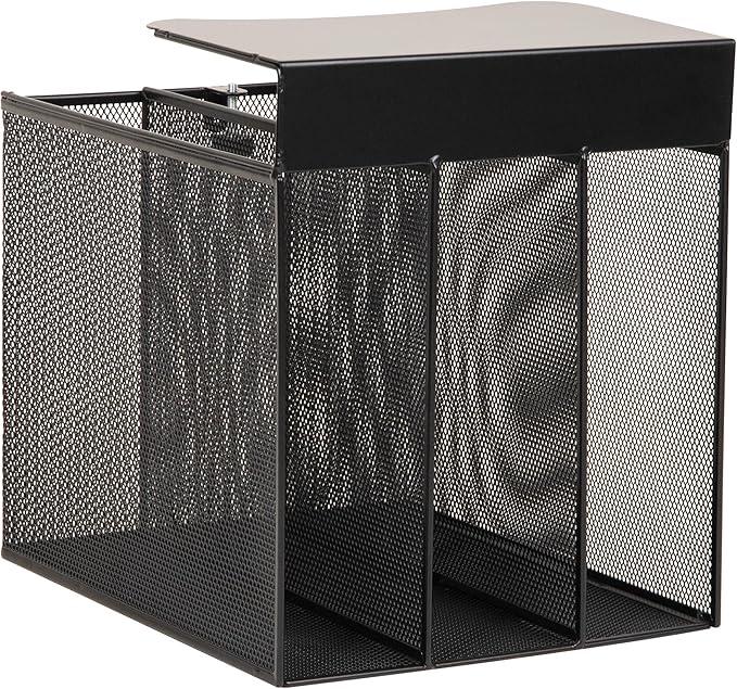Mind Reader Slide-On Under Desk File Organizer, No Tools Required, Hanging Storage for Laptops, Folders, and Notebooks, Metal, Black