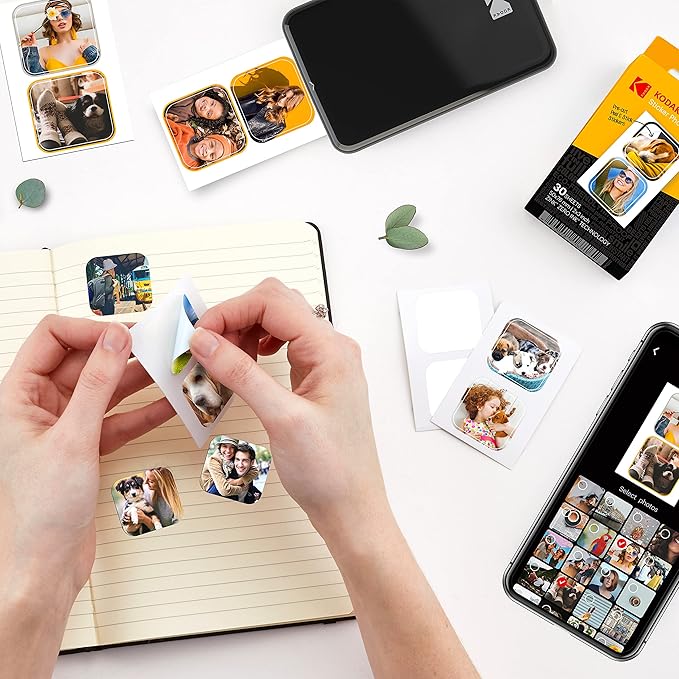 Zink KODAK 2”x3” Premium Pre-Cut Sticker Photo Paper (30 Sheets) Compatible with All KODAK 2x3” Instant Print Products – Except Printomatic