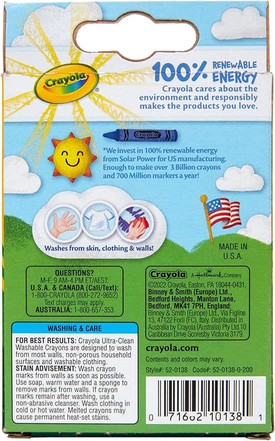 Crayola Washable Crayons, School Supplies, 24 Count
