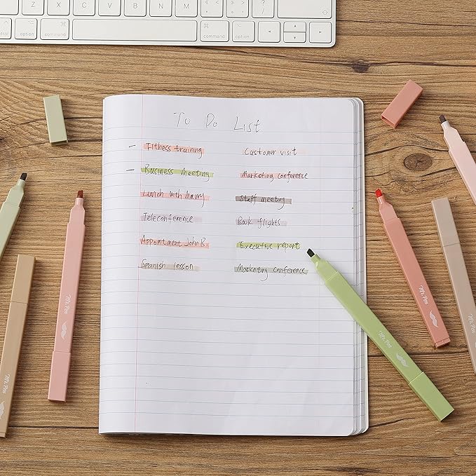 Mr. Pen- Aesthetic Highlighters, 8 pcs, Chisel Tip, Boho Colors, No Bleed Bible Highlighter Pastel, Assorted Colors, Cute (Pack of 2)