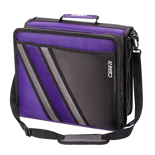Case-it The Z Shape Zipper - Two s in One - Double Sided 1.5 Inch D-Ring - Multiple Pockets - 500 Page Capacity - Comes with Shoulder Strap, Deep Purple, Z-176