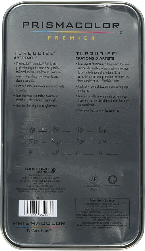 Prismacolor - Premier Turquoise Soft Grade Graphite Pencils,Art Pencils,(1-Pack of 12)