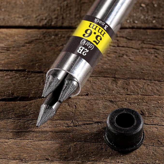 Rite in the Rain Heavy Duty Gravity-Fed Lead Holder Pencil, 5.6mm Dark (2B) Lead, Black and Orange Barrel, 2 Pack (No. 56-2)