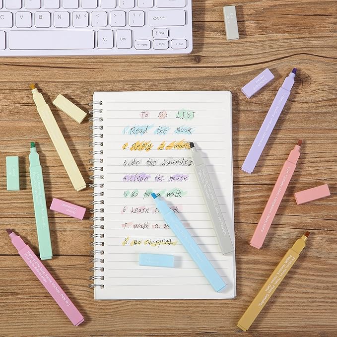 Mr. Pen- Bible Highlighters with Color-Coding System, 8 Pack, Soft Pastel Aesthetic Highlighters Assorted Colors, Bible Markers No Bleed Through