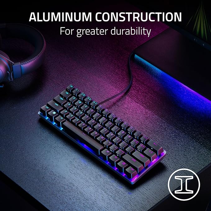 Razer Huntsman Mini 60% Gaming Keyboard: Analog Optical Switches - Rapid Trigger Mode - Chroma RGB Lighting - PBT Keycaps - Onboard Memory - Snap Tap - Classic Black