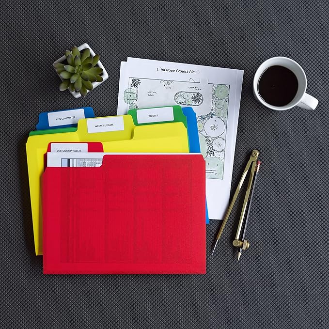 Smead Poly File Folders, SuperTab, 1/3-Cut Tabs, File Folders Letter Size, Assorted Primary Colors, Office Supplies, School Supplies, 12 Count (10516)