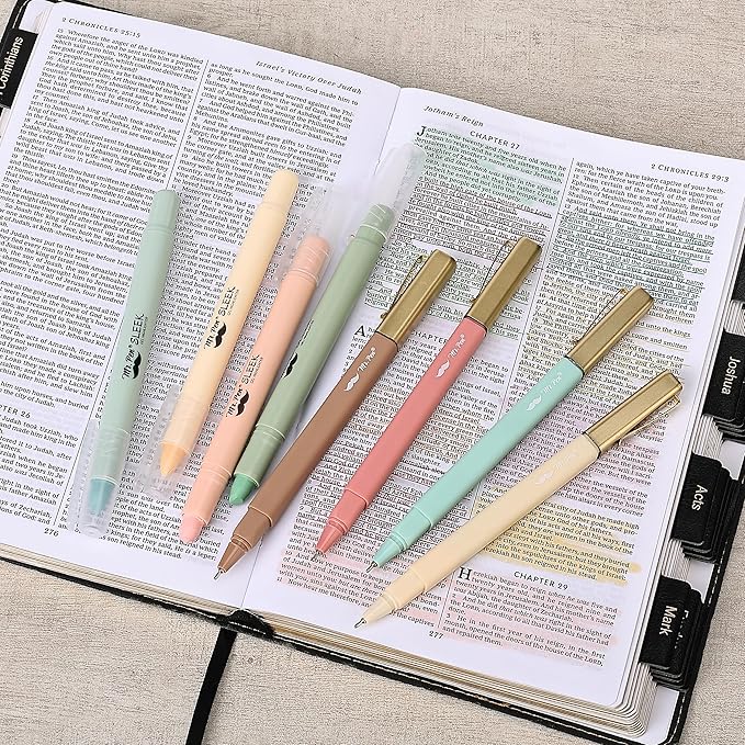 Mr. Pen- Aesthetic Gel Highlighters and Pens No Bleed, 12 Pack, Pastel Colors Bible Highlighters and Pens No Bleed