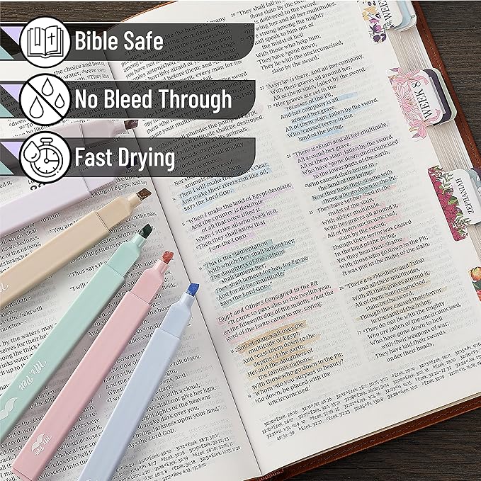 Mr. Pen- Aesthetic Highlighters and Pens No Bleed, 12 Pack, Pastel Color, Black Ink, No Bleed Highlighters for Bibles