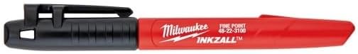 Milwaukee 48-22-3100 Inkzall Jobsite Fine Point Black Permanent Marker (Pack of 24)