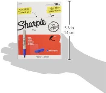 Sharpie Permanent Markers, Blue, Fine Tip, Bulk Set, 36 Count - For Plastic, Metal, Wood, And More