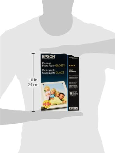 Epson Premium Photo Paper GLOSSY (11x17 Inches, 20 Sheets) (S041290),White